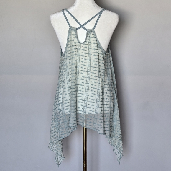 Boho Sleeveless Crochet Lace Babydoll Asymmetrical Hem Sheer Fairycore Top L - Picture 2 of 7